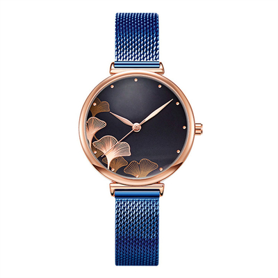 prenda impermeable simétrica 3ATM del reloj del cuarzo de las mujeres del caso de 9m m