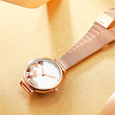 prenda impermeable simétrica 3ATM del reloj del cuarzo de las mujeres del caso de 9m m