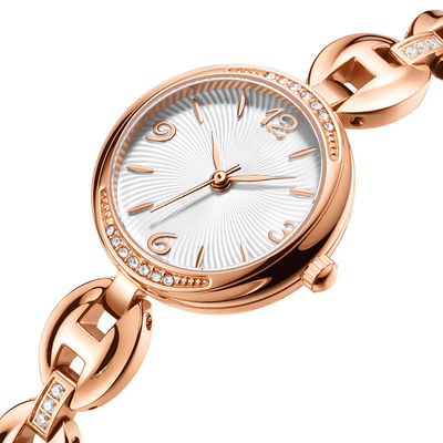 Reloj Diamond Encrusted Jewelry Buckle del cuarzo de las mujeres del brazalete