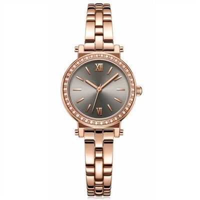 Dial pulido con chorro de arena impermeable femenino moderado de la aleación de la correa de cristal del reloj