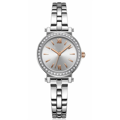 Dial pulido con chorro de arena impermeable femenino moderado de la aleación de la correa de cristal del reloj