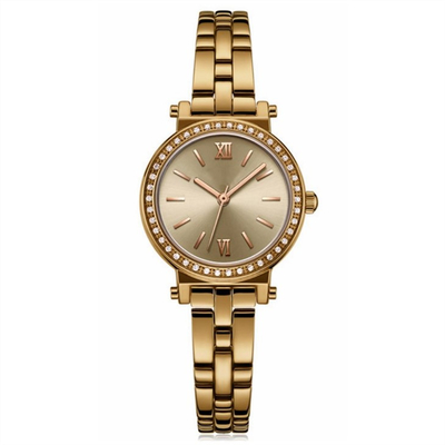 Dial pulido con chorro de arena impermeable femenino moderado de la aleación de la correa de cristal del reloj