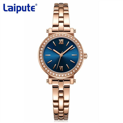 Dial pulido con chorro de arena impermeable femenino moderado de la aleación de la correa de cristal del reloj
