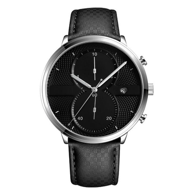 Reloj 43m m Dia Minimalist Chronograph del cuarzo de la aleación de la correa de cuero