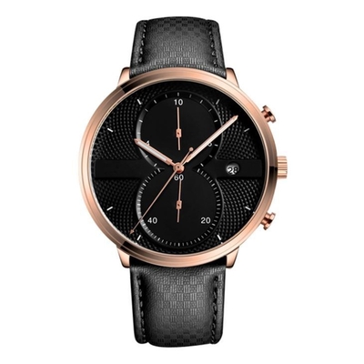 Reloj 43m m Dia Minimalist Chronograph del cuarzo de la aleación de la correa de cuero
