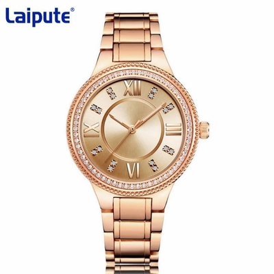 Correa de Diamond Set Steel Belt los 20cm del reloj del cuarzo de las mujeres del caso de Aolly