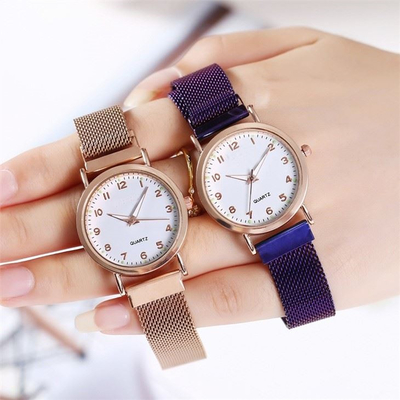 Corona del empuje de la caja del reloj 29m m de Milan Magnetic Strap Women Quartz