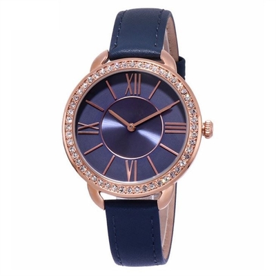 cuero 2035 del movimiento de Diamond Quartz Watch del dial de 9.8m m encrustado