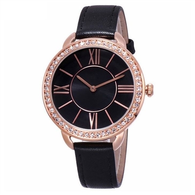 cuero 2035 del movimiento de Diamond Quartz Watch del dial de 9.8m m encrustado