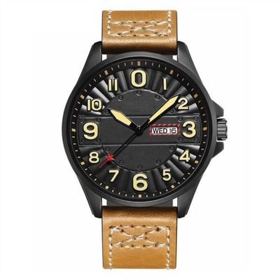 Cronógrafo doble de la PU del dial del reloj 45m m del cuarzo de la aleación del calendario