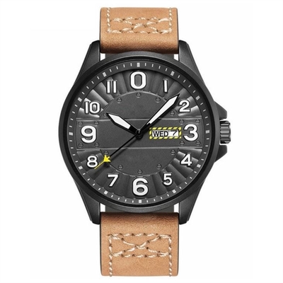 Cronógrafo doble de la PU del dial del reloj 45m m del cuarzo de la aleación del calendario