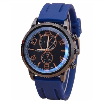 Dial de la correa 48m m del silicón de los hombres de los deportes del reloj del cuarzo de los pares de la banda del silicón