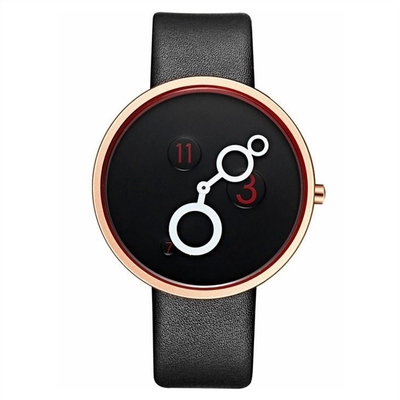 vidrio moderado mineral del cuero de la PU Nubuck del reloj del cuarzo de las mujeres de la correa de 220m m