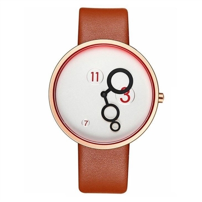 vidrio moderado mineral del cuero de la PU Nubuck del reloj del cuarzo de las mujeres de la correa de 220m m