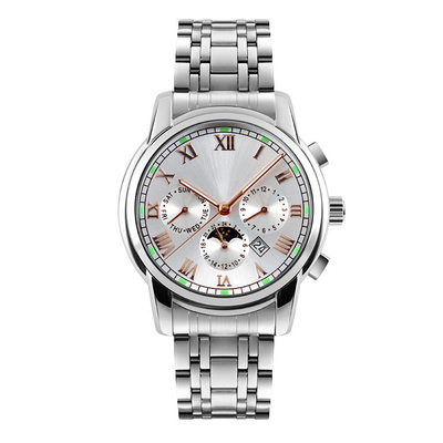 Hombres de acero de Roman Numerals Subdial Watch For de la correa del negocio clásico