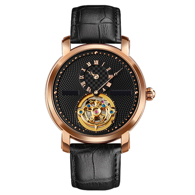 Reloj esquelético automático rotatorio de la prenda impermeable, un reloj mecánico de Tourbillon de la media aguja