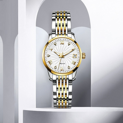 Negocio mecánico del reloj de Diamond Waterproof Woman Modern Sophisticate