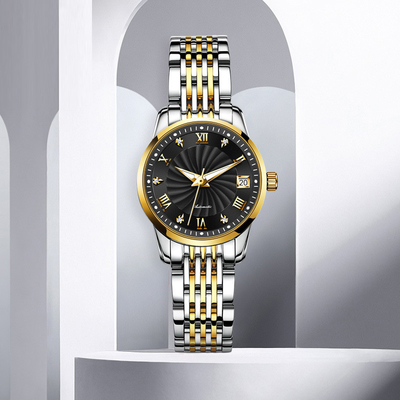 Negocio mecánico del reloj de Diamond Waterproof Woman Modern Sophisticate
