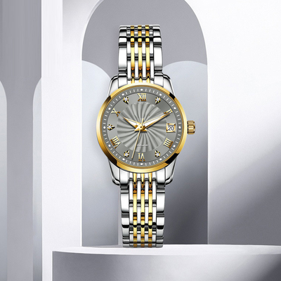 Negocio mecánico del reloj de Diamond Waterproof Woman Modern Sophisticate