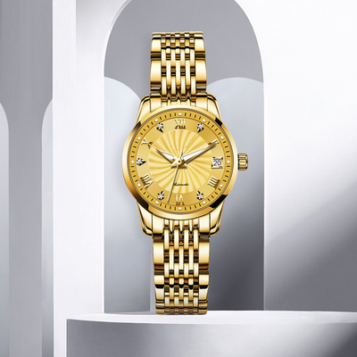 Negocio mecánico del reloj de Diamond Waterproof Woman Modern Sophisticate