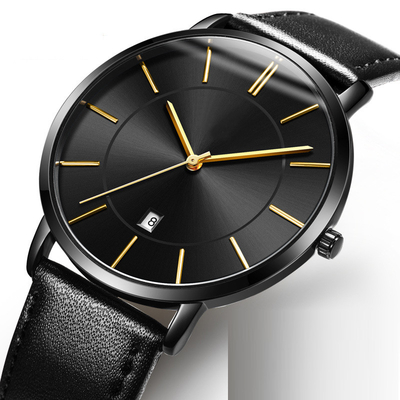 El vestido ultra fino del cuarzo mira el dial grande simple de cuero para los hombres de negocios