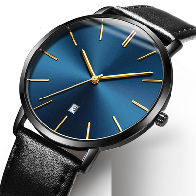 El vestido ultra fino del cuarzo mira el dial grande simple de cuero para los hombres de negocios
