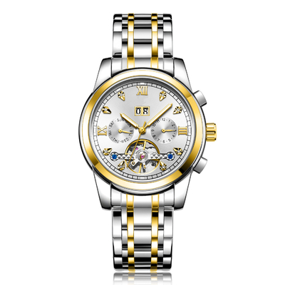 Reloj mecánico automático del calendario de Tourbillon de los hombres de Moonphase del contador de tiempo del negocio