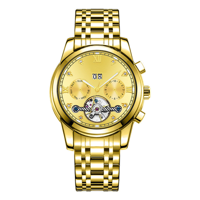 Reloj mecánico automático del calendario de Tourbillon de los hombres de Moonphase del contador de tiempo del negocio
