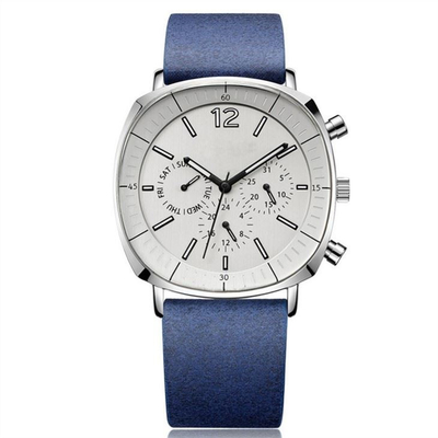Forma cuadrada del cuarzo de los hombres de los relojes de la microfibra dial mecánico casual de la correa del pequeño