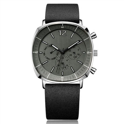 Forma cuadrada del cuarzo de los hombres de los relojes de la microfibra dial mecánico casual de la correa del pequeño