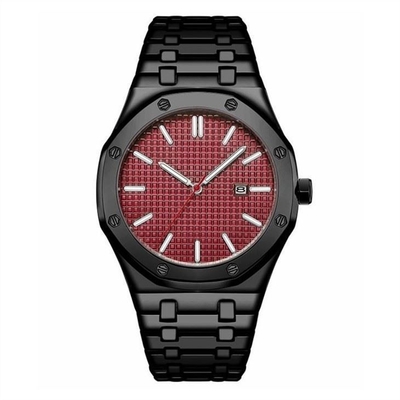 Reloj de acero inoxidable del cuarzo del calendario de la prenda impermeable del reloj del negocio de los hombres