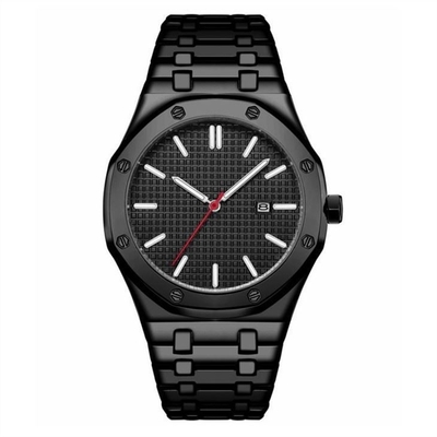 Reloj de acero inoxidable del cuarzo del calendario de la prenda impermeable del reloj del negocio de los hombres