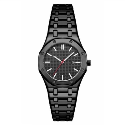 Reloj de acero inoxidable del cuarzo del calendario de la prenda impermeable del reloj del negocio de los hombres