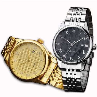 El cuarzo de acero inoxidable minimalista casual mira el reloj de los pares del cuarzo de la personalidad