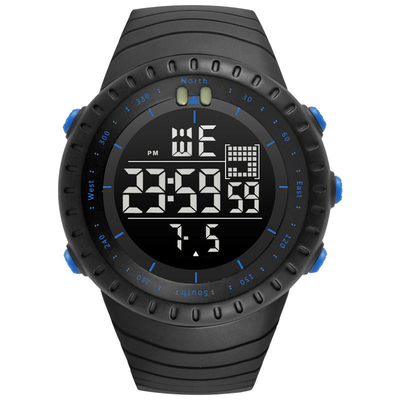 Los deportes análogos-digital del dial del negro del reloj del deporte de Chronos miran 50 metros de impermeable