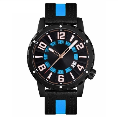 Reloj de cuero del calendario casual del movimiento del cuarzo cubrir con cinc los relojes para hombre del cronógrafo de la aleación