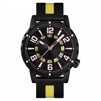Reloj de cuero del calendario casual del movimiento del cuarzo cubrir con cinc los relojes para hombre del cronógrafo de la aleación