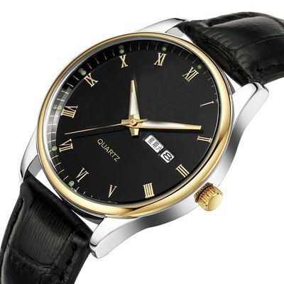 Niebla anti del reloj de la correa de cuero de Brown del cuarzo luminoso dual para hombre del calendario