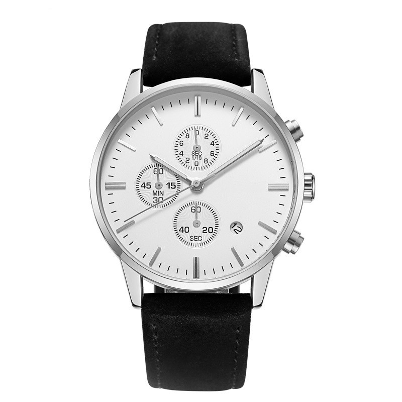 Reloj multifuncional del calendario perpetuo de la fecha de día de la correa de cuero del reloj del deporte de Chronos de los hombres