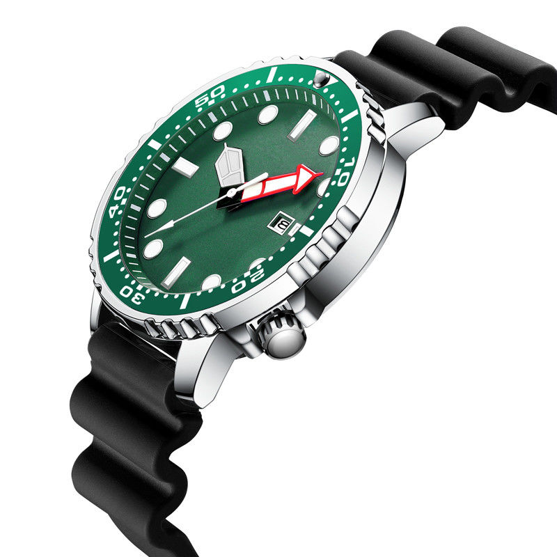 El fantasma casual del agua del reloj del cuarzo de los deportes de los hombres de la moda mira color verde